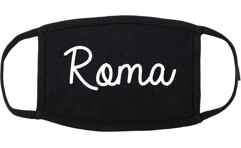 Roma Texas TX Script Cotton Face Mask Black