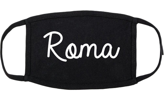 Roma Texas TX Script Cotton Face Mask Black