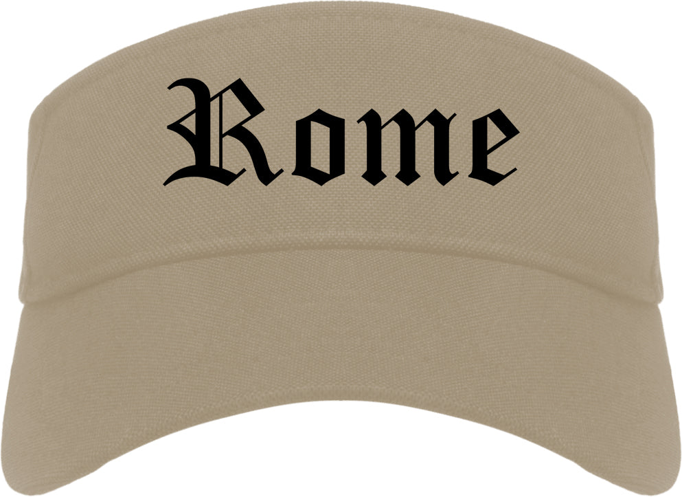 Rome Georgia GA Old English Mens Visor Cap Hat Khaki