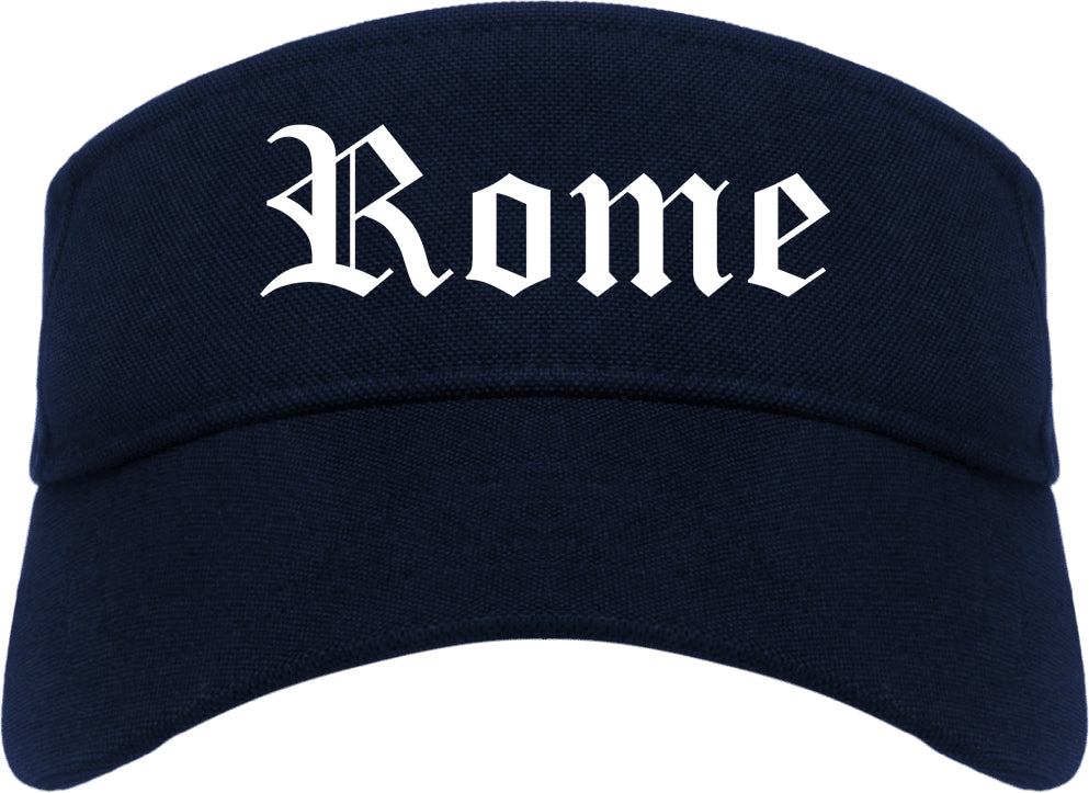 Rome Georgia GA Old English Mens Visor Cap Hat Navy Blue