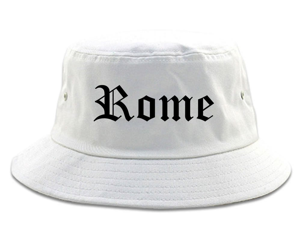 Rome Georgia GA Old English Mens Bucket Hat White