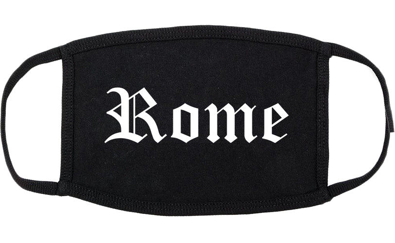 Rome New York NY Old English Cotton Face Mask Black