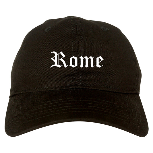 Rome New York NY Old English Mens Dad Hat Baseball Cap Black