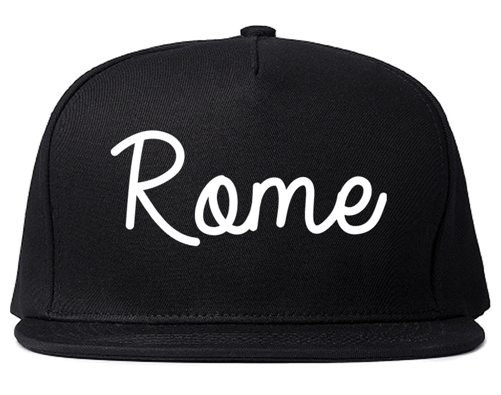 Rome New York NY Script Mens Snapback Hat Black