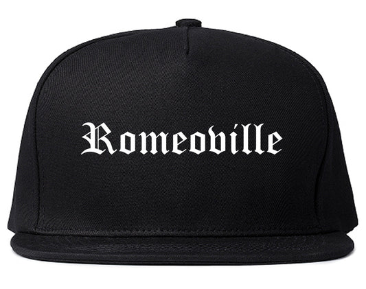 Romeoville Illinois IL Old English Mens Snapback Hat Black