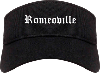 Romeoville Illinois IL Old English Mens Visor Cap Hat Black