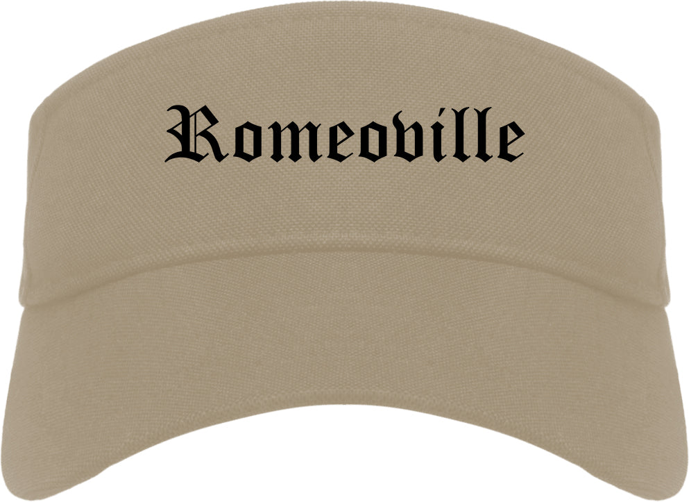 Romeoville Illinois IL Old English Mens Visor Cap Hat Khaki
