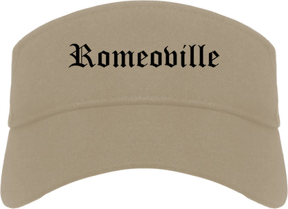 Romeoville Illinois IL Old English Mens Visor Cap Hat Khaki