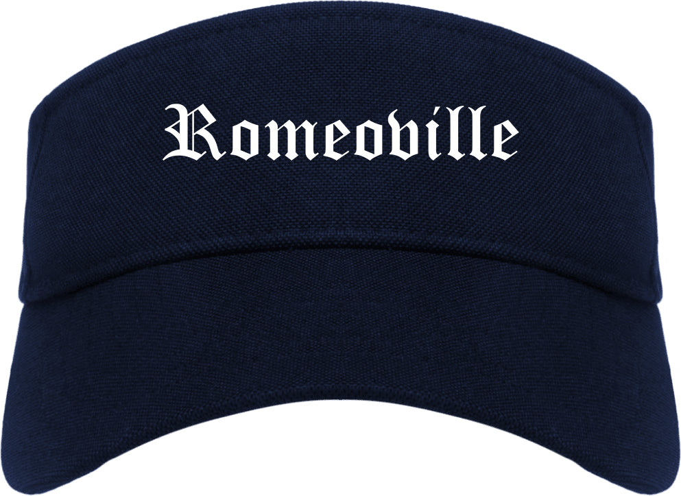 Romeoville Illinois IL Old English Mens Visor Cap Hat Navy Blue