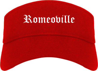 Romeoville Illinois IL Old English Mens Visor Cap Hat Red