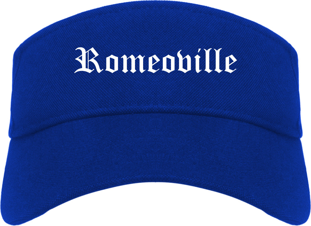 Romeoville Illinois IL Old English Mens Visor Cap Hat Royal Blue