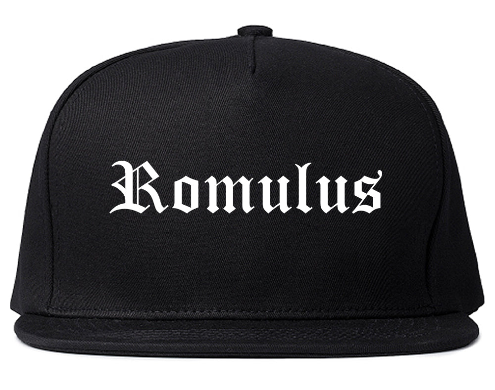 Romulus Michigan MI Old English Mens Snapback Hat Black
