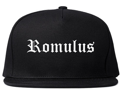 Romulus Michigan MI Old English Mens Snapback Hat Black