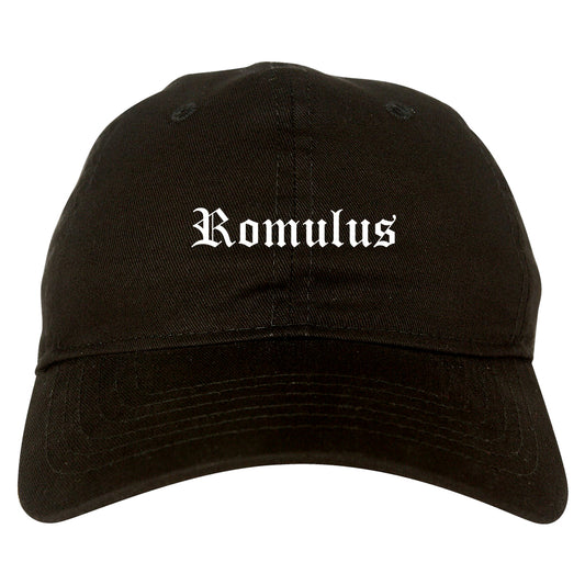 Romulus Michigan MI Old English Mens Dad Hat Baseball Cap Black