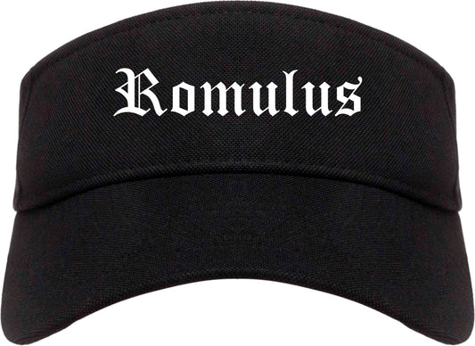 Romulus Michigan MI Old English Mens Visor Cap Hat Black