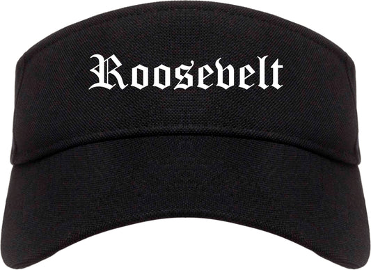 Roosevelt Utah UT Old English Mens Visor Cap Hat Black