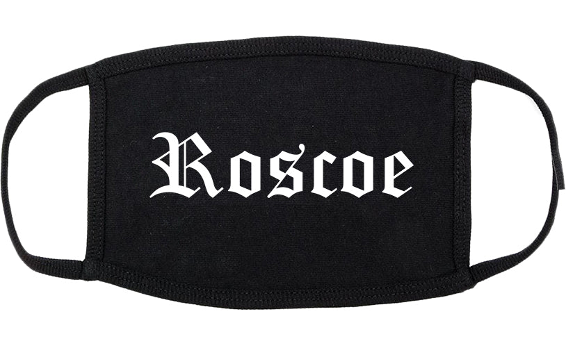 Roscoe Illinois IL Old English Cotton Face Mask Black