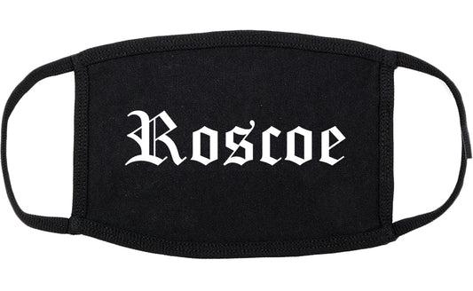 Roscoe Illinois IL Old English Cotton Face Mask Black