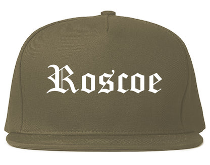 Roscoe Illinois IL Old English Mens Snapback Hat Grey