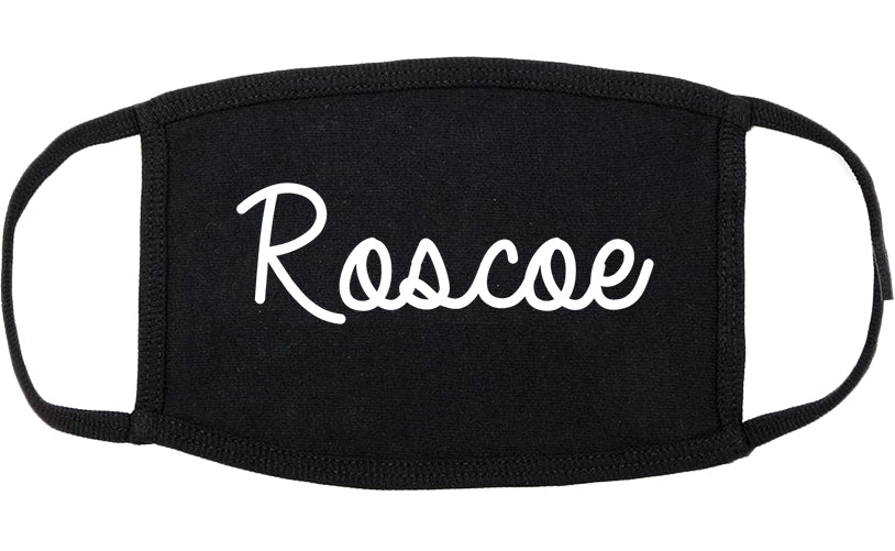 Roscoe Illinois IL Script Cotton Face Mask Black