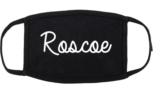 Roscoe Illinois IL Script Cotton Face Mask Black