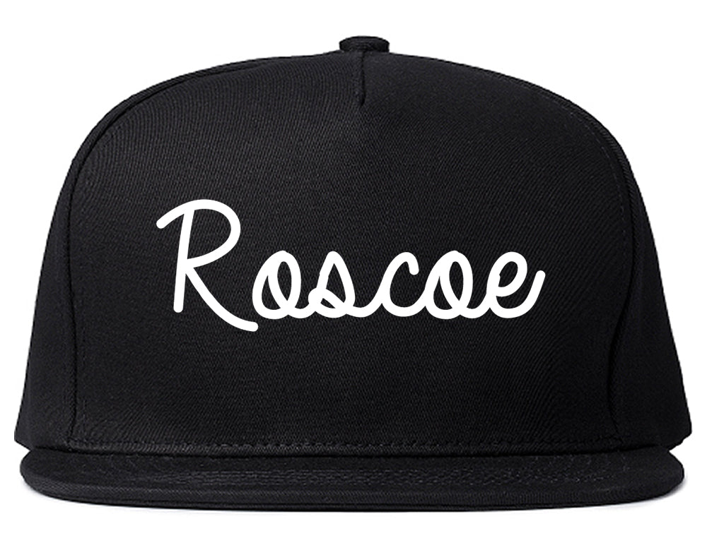 Roscoe Illinois IL Script Mens Snapback Hat Black