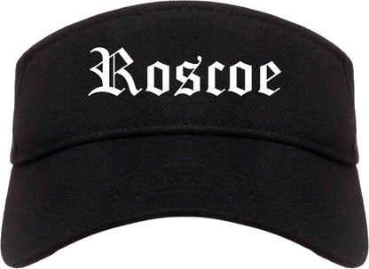 Roscoe Illinois IL Old English Mens Visor Cap Hat Black