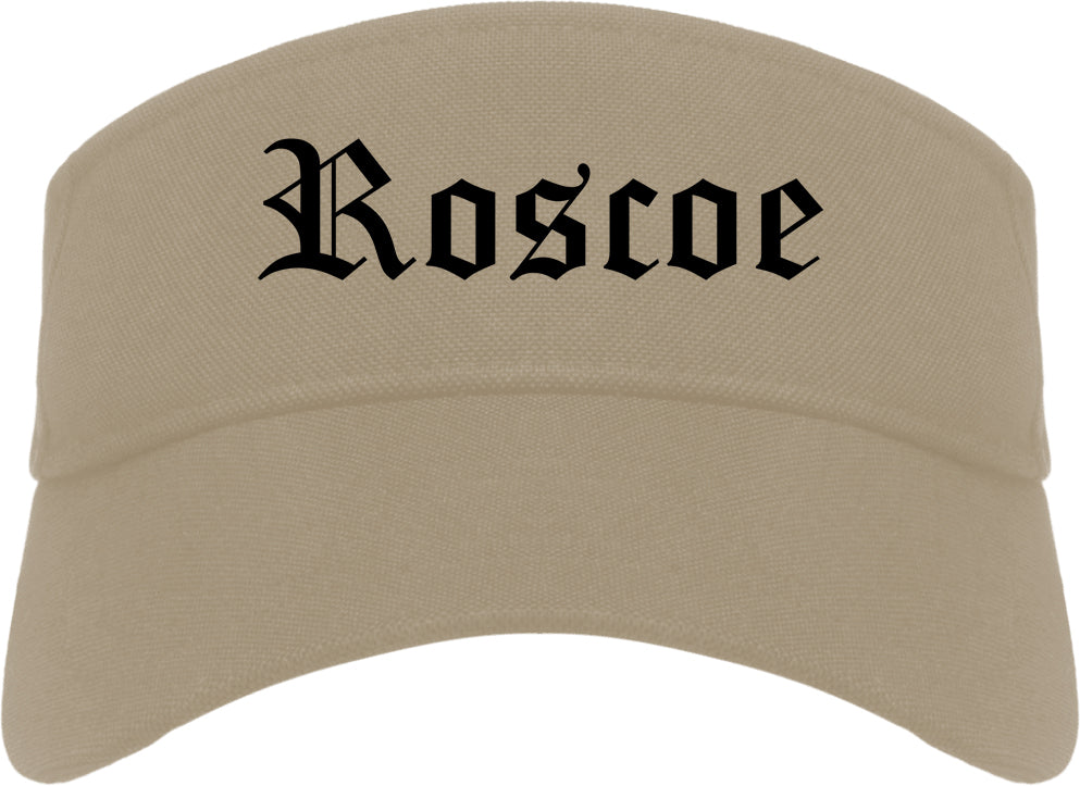 Roscoe Illinois IL Old English Mens Visor Cap Hat Khaki