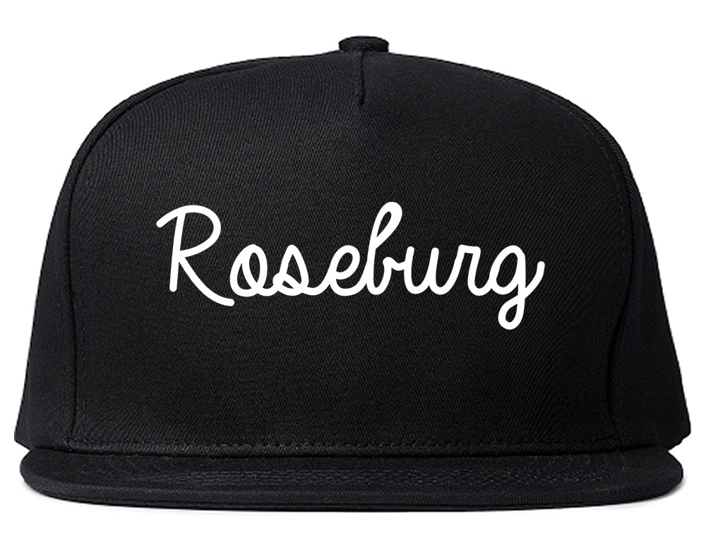 Roseburg Oregon OR Script Mens Snapback Hat Black