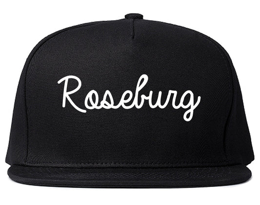 Roseburg Oregon OR Script Mens Snapback Hat Black