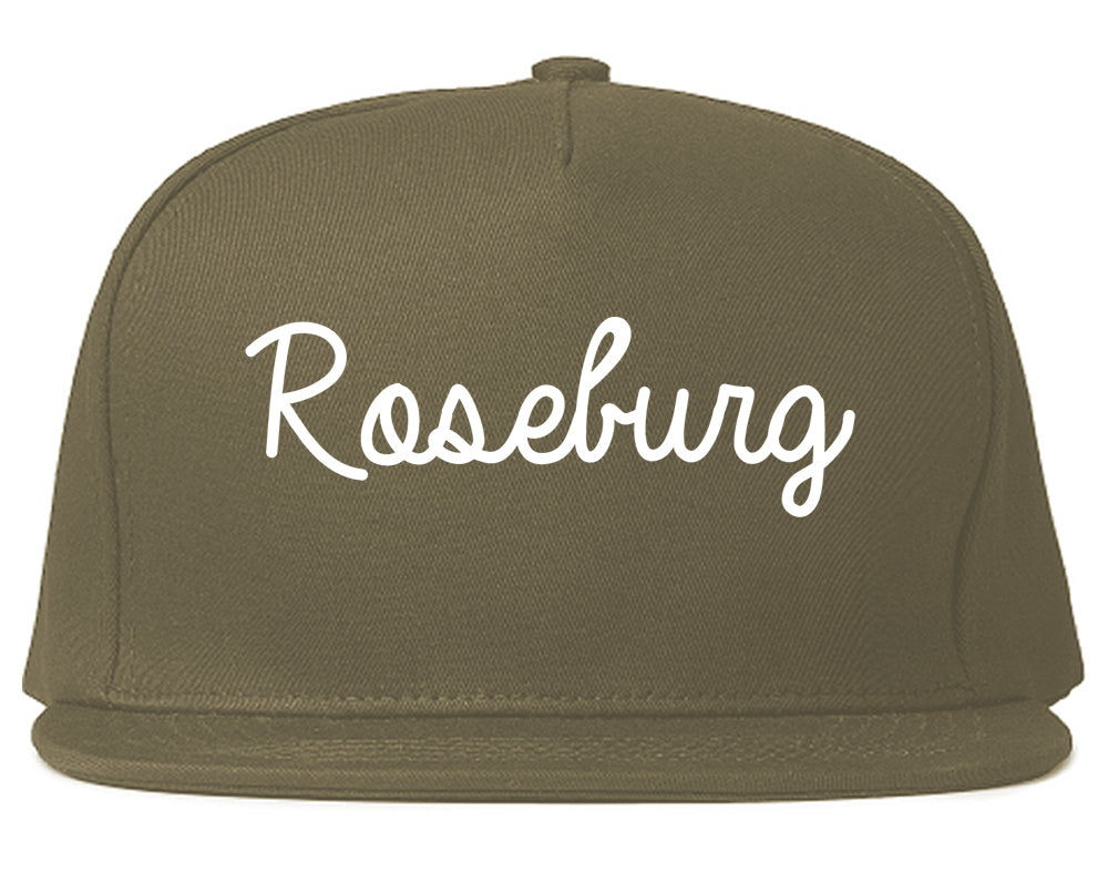 Roseburg Oregon OR Script Mens Snapback Hat Grey