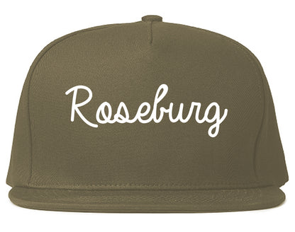 Roseburg Oregon OR Script Mens Snapback Hat Grey