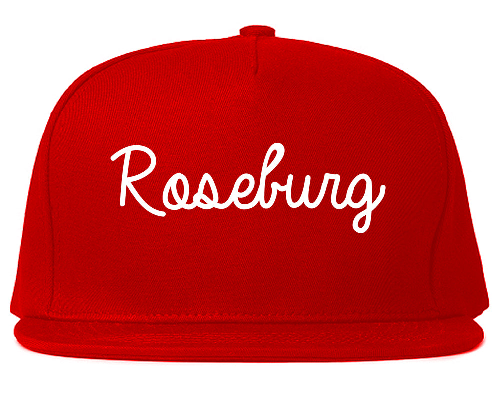 Roseburg Oregon OR Script Mens Snapback Hat Red
