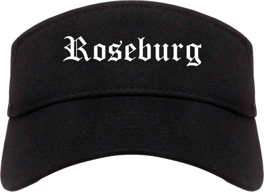 Roseburg Oregon OR Old English Mens Visor Cap Hat Black