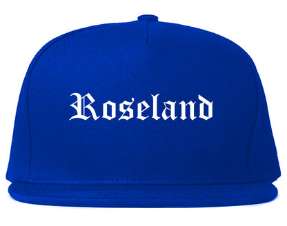 Roseland New Jersey NJ Old English Mens Snapback Hat Royal Blue