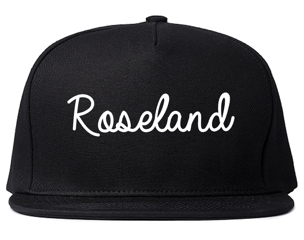 Roseland New Jersey NJ Script Mens Snapback Hat Black