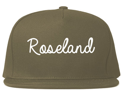 Roseland New Jersey NJ Script Mens Snapback Hat Grey