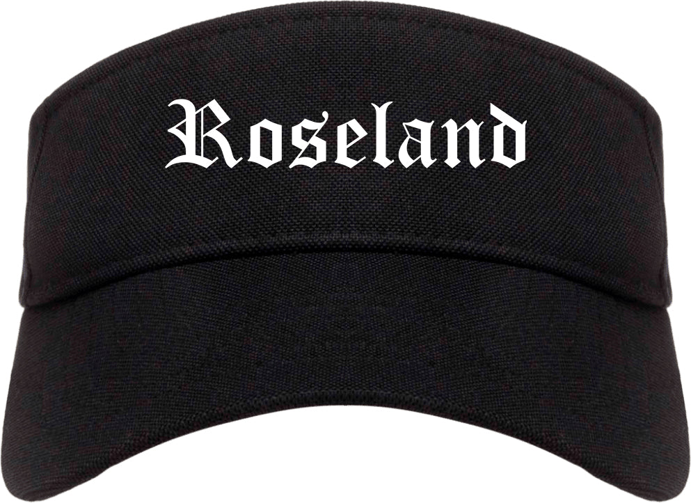 Roseland New Jersey NJ Old English Mens Visor Cap Hat Black
