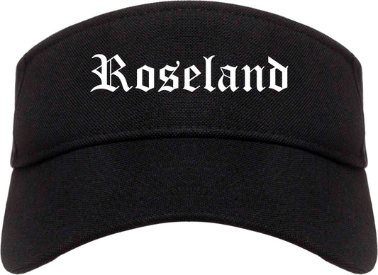 Roseland New Jersey NJ Old English Mens Visor Cap Hat Black