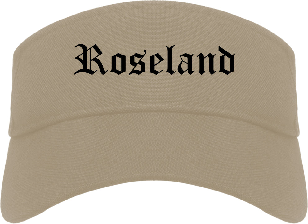 Roseland New Jersey NJ Old English Mens Visor Cap Hat Khaki