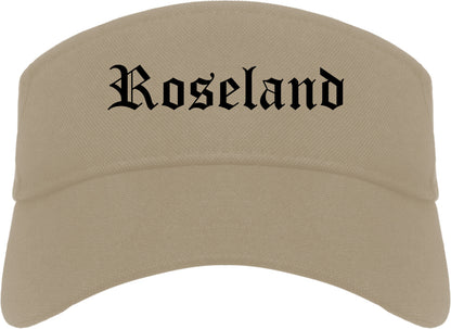 Roseland New Jersey NJ Old English Mens Visor Cap Hat Khaki