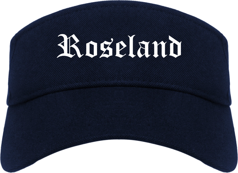 Roseland New Jersey NJ Old English Mens Visor Cap Hat Navy Blue