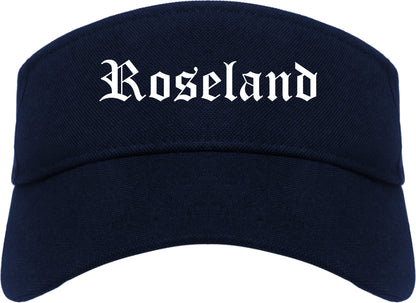 Roseland New Jersey NJ Old English Mens Visor Cap Hat Navy Blue