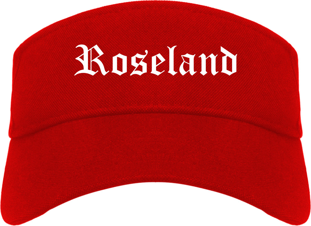 Roseland New Jersey NJ Old English Mens Visor Cap Hat Red