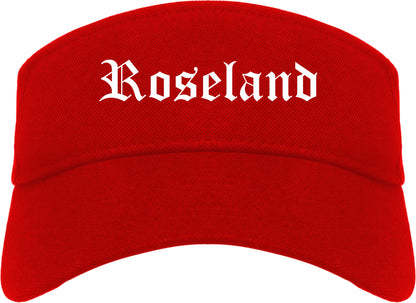 Roseland New Jersey NJ Old English Mens Visor Cap Hat Red