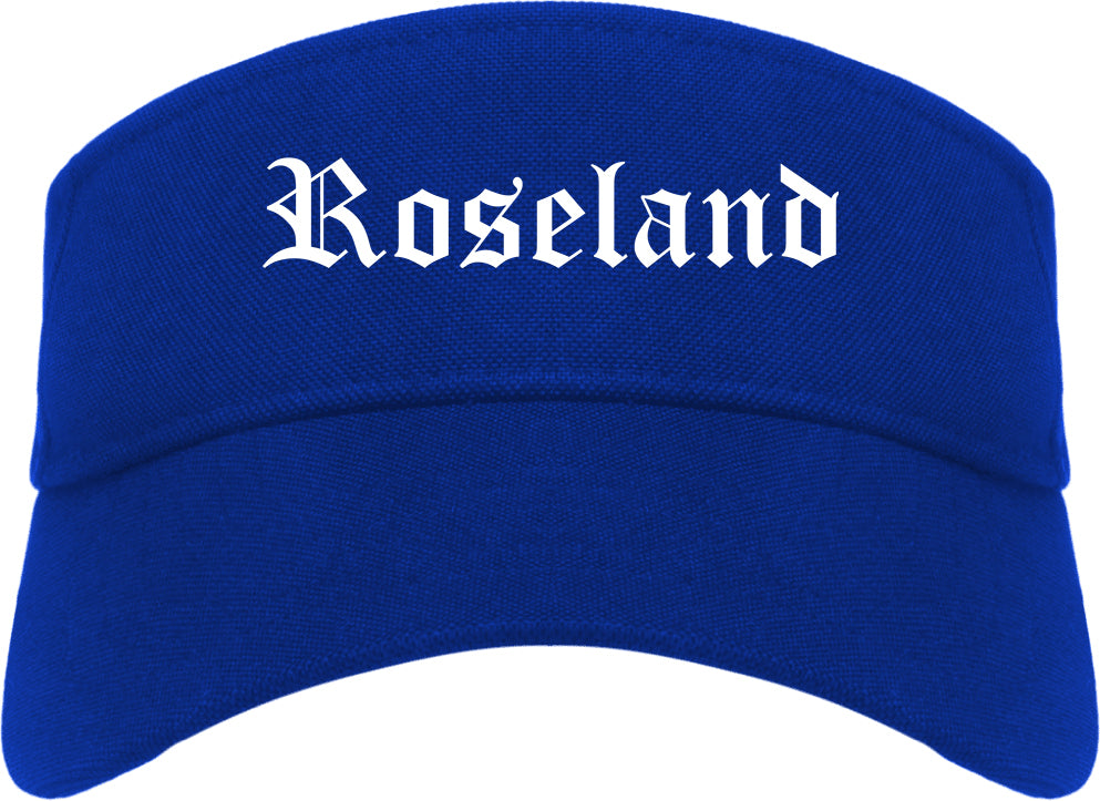 Roseland New Jersey NJ Old English Mens Visor Cap Hat Royal Blue
