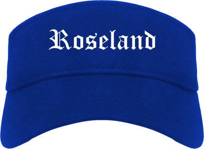 Roseland New Jersey NJ Old English Mens Visor Cap Hat Royal Blue