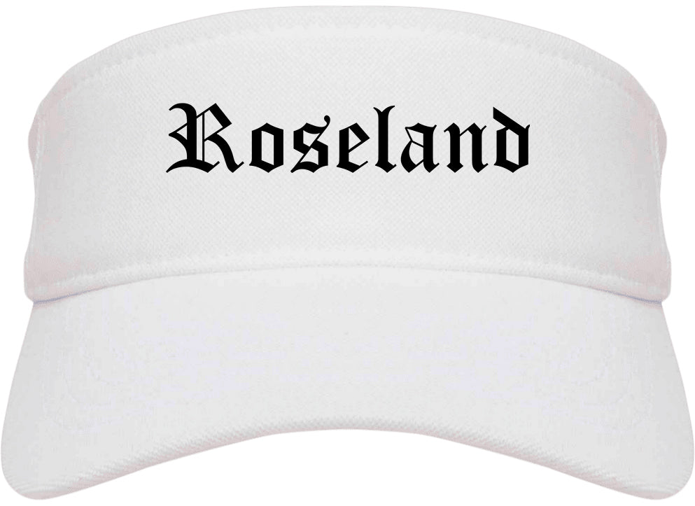 Roseland New Jersey NJ Old English Mens Visor Cap Hat White