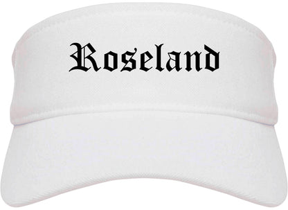 Roseland New Jersey NJ Old English Mens Visor Cap Hat White