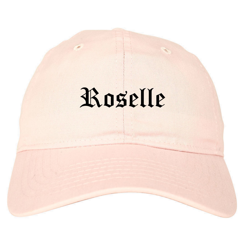 Roselle Illinois IL Old English Mens Dad Hat Baseball Cap Pink
